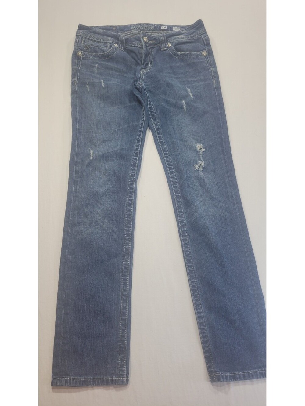 Miss Me Women's Size 28 Distressed Blue Skinny Jeans